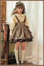 Gothic Lolita Brown Punk Strap SK Skirt Original Detective Side Opening British Outfit