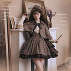 Gothic Lolita Brown Punk Strap SK Skirt Original Detective Side Opening British Outfit
