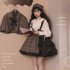Gothic Lolita Brown Punk Strap SK Skirt Original Detective Side Opening British Outfit