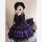 Gothic Lolita Purple Witch Dress Halloween Original Design Mid Length