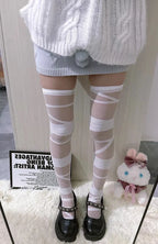 Gothic Lolita Stockings Y2K Cross Bandage Tights Hot Girls Socks Lolita Accessories