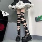 Gothic Lolita Stockings Y2K Cross Bandage Tights Hot Girls Socks Lolita Accessories