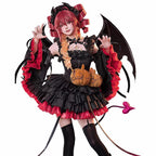 Gothic Lolita Red-Black Tenshi Teto Cosplay Dress Ready Stock Devil Lolita Halloween Cyberpunk Set