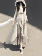 This White Angelic Greek Goddess Lolita Dress Set is designed to capture divine elegance and ethereal charm. The flowing cape adds a goddess-like aura, while the soft white palette enhances purity and grace. Inspired by Greek mythology and angelic beauty, the silhouette blends classic Lolita sweetness with majestic refinement. Perfect for special occasions, photoshoots, or themed gatherings, this set conveys a timeless elegance that feels both celestial and romantic.