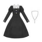Gothic Nun Black Autumn and Winter Long-sleeved Dress Lolita