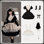 Gothic Nun Black Long Short Op Sleeve Apron Lolita Dresses