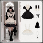 Gothic Nun Black Long Short Op Sleeve Apron Lolita Dresses