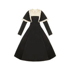 Gothic Nun Style Black Long-sleeved Dress Elegant Lolita Dress Autumn