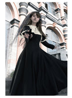 Gothic Nun Style Black Long-sleeved Dress Elegant Lolita Dress Autumn