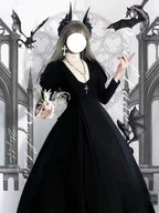 Gothic Nun Style Dark Lolita Dress Plus Size Long Sleeve Bubble Sleeve Autumn and Winter Halloween