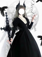 Gothic Nun Style Dark Lolita Dress Plus Size Long Sleeve Bubble Sleeve Autumn and Winter Halloween