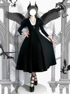 Gothic Nun Style Dark Lolita Dress Plus Size Long Sleeve Bubble Sleeve Autumn and Winter Halloween