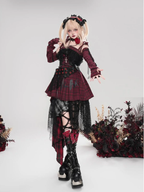 Gothic Red Rose Dark Goth Lace Stitching Suspender Dress Jsk Dress