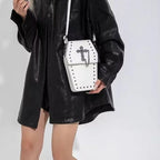 Gothic Rivet Cross Box Small Square Bag Coffin Bag Y2K Lolita Accessory