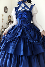 Gothic Subculture Halloween JSK Dress Red and Black Layer Long Lolita