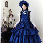 Gothic Subculture Halloween JSK Dress Red and Black Layer Long Lolita