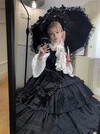 Gothic Subculture Halloween JSK Dress Red and Black Layer Long Lolita