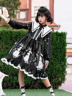 Gothic Sweet Plus Size Lolita OP Dress Black Long Sleeve One Piece Dress 4XL Lolita Dress