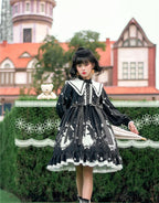 Gothic Sweet Plus Size Lolita OP Dress Black Long Sleeve One Piece Dress 4XL Lolita Dress