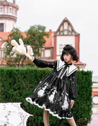 Gothic Sweet Plus Size Lolita OP Dress Black Long Sleeve One Piece Dress 4XL Lolita Dress