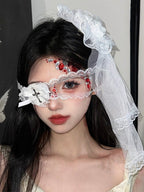 Gothic Veil Hair Clip Black White Lace Floral Mesh Dark Elegant Halloween Hairpin Accessory