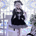 Gothic dark halloween thick velvet fake two lolita autumn and winter models
