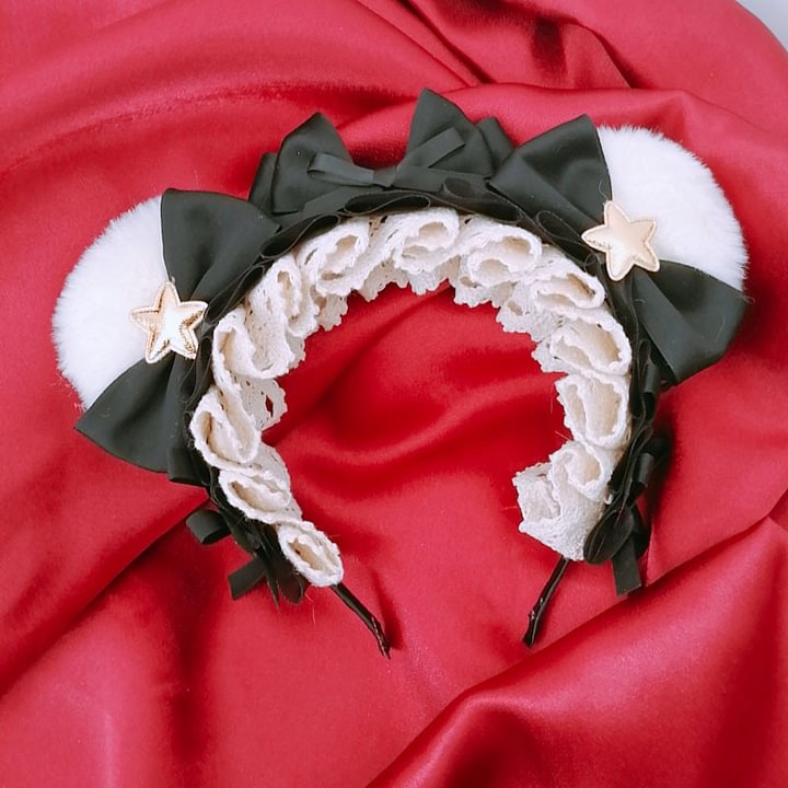 Lolita Hair Accessories Gray-blue Gorgeous Bear Ear Headband Haze KC