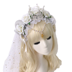 Halloween Goth Lolita Headband Crown Lolita Hair Accessories Dark Witch Kc Veil