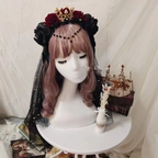 Halloween Goth Lolita Headband Crown Lolita Hair Accessories Dark Witch Kc Veil