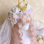 Halloween Goth Lolita Headband Crown Lolita Hair Accessories Dark Witch Kc Veil