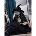 Gothic Lolita Black Diablo Long Bubble Sleeve Autumn Winter for Halloween