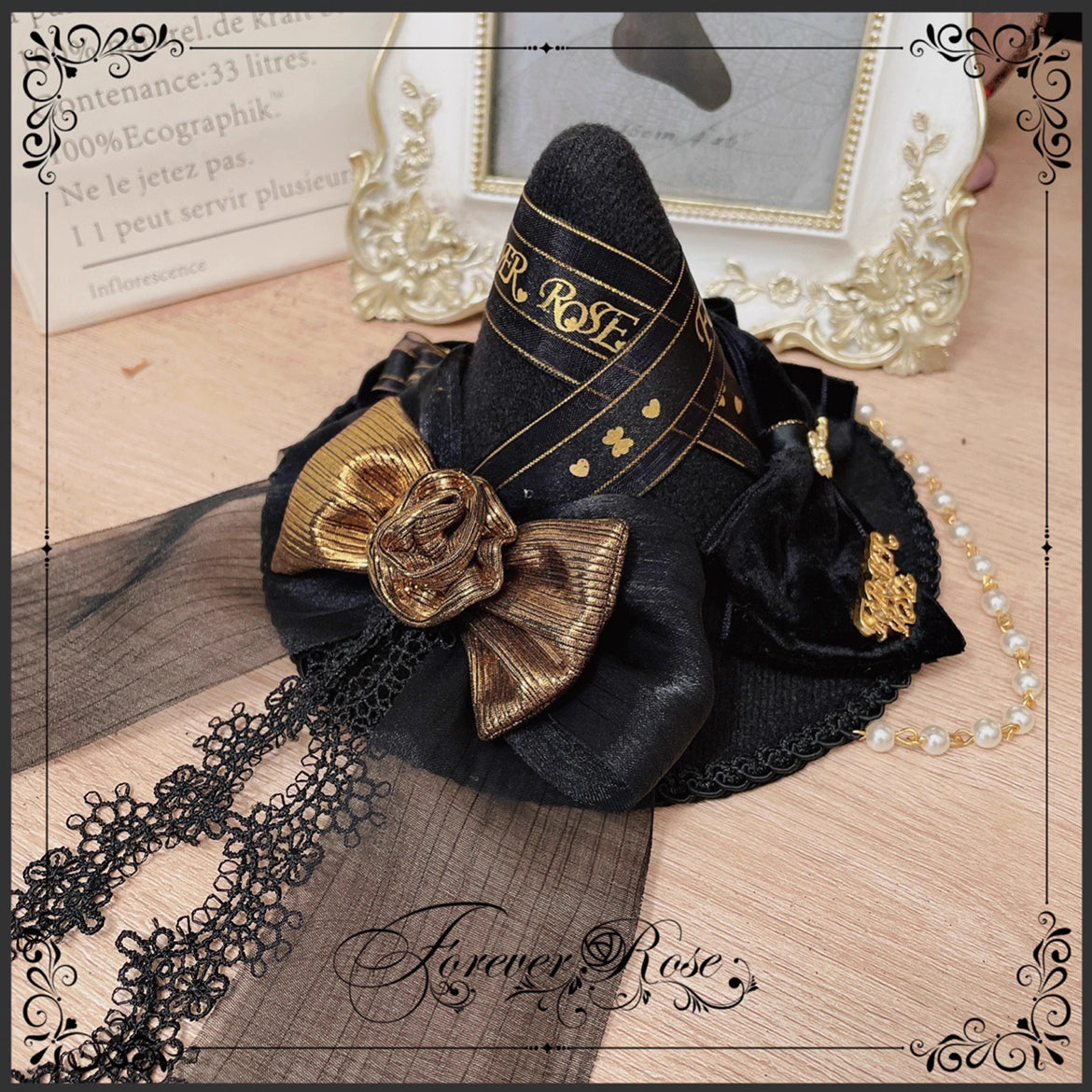 The Eternal Rose handmade accessory set combines playful bunny ears with a charming mini top hat hair clip, crafted for a whimsical Lolita look. Designed with gothic elegance and festive Halloween flair, it balances sweetness with dramatic fantasy. Perfect for cosplay, themed parties, or photo shoots, this set offers versatile styling that enhances Lolita fashion with originality and charm.