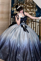 This gorgeous sleeveless JSK dress captures the essence of a serene summer sky with its delicate blue hue. The intricate floral print blossoms across the silhouette, while luxurious lace trim and cascading ruffles create dimension and movement. The elegant bow detail at the back adds a classic Lolita finishing touch. Designed for both sweet and classic coordinations, this piece brings dreamy elegance to any wardrobe. Perfect for tea parties and romantic gatherings, it celebrates timeless beauty and delicate