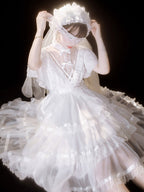 Hime Lolita Elegant White Wedding Lace Flower Dress Gorgeous Affordable Cabbage Daily