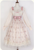 Hime Lolita Elegant Lolita Long Sleeve OP Floral Lace Dress Graduation Ceremony