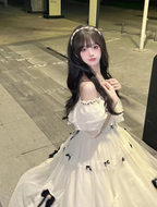 Hime Lolita Elegant Ivory Bow Princess Prom Wedding Graduation Ceremony Dress