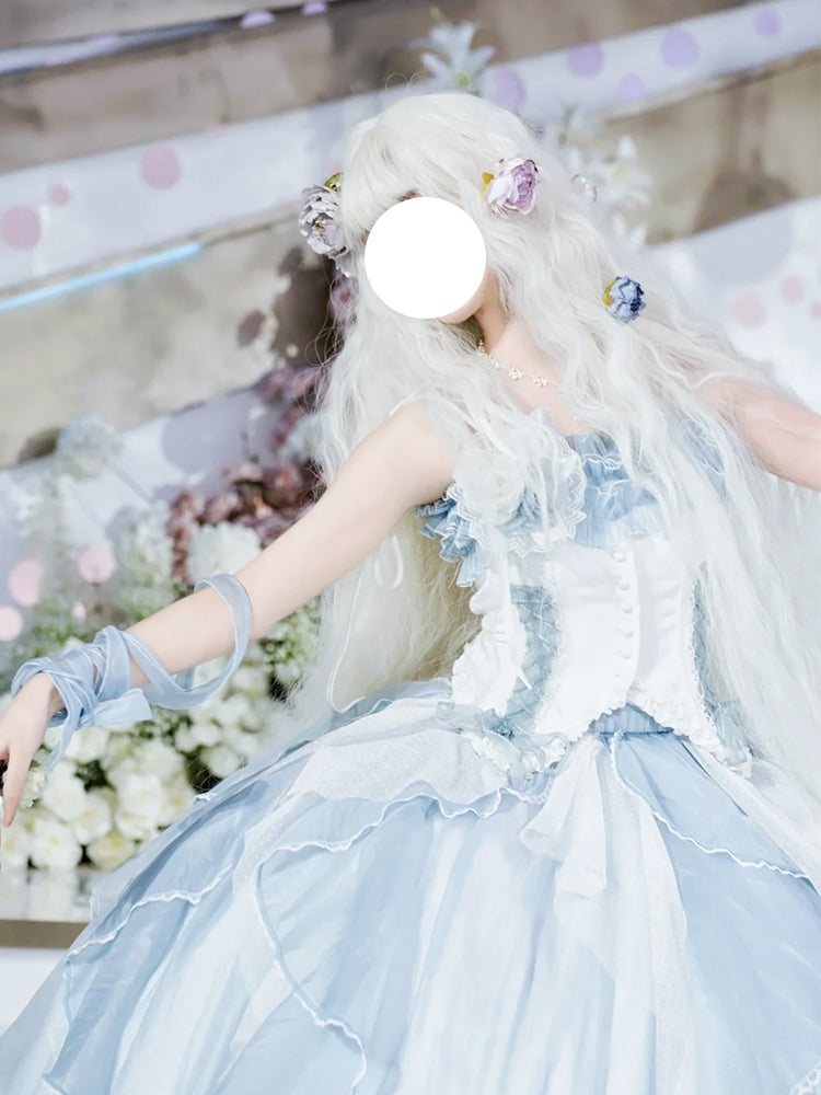 Hime Lolita Flower God Flower Marriage Blue Princess Dress Bar Mitzvah Party One Piece Graduation Ceremony