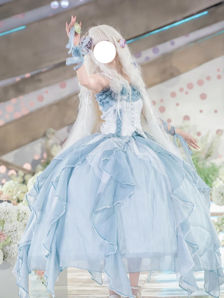 Hime Lolita Flower God Flower Marriage Blue Princess Dress Bar Mitzvah Party One Piece Graduation Ceremony