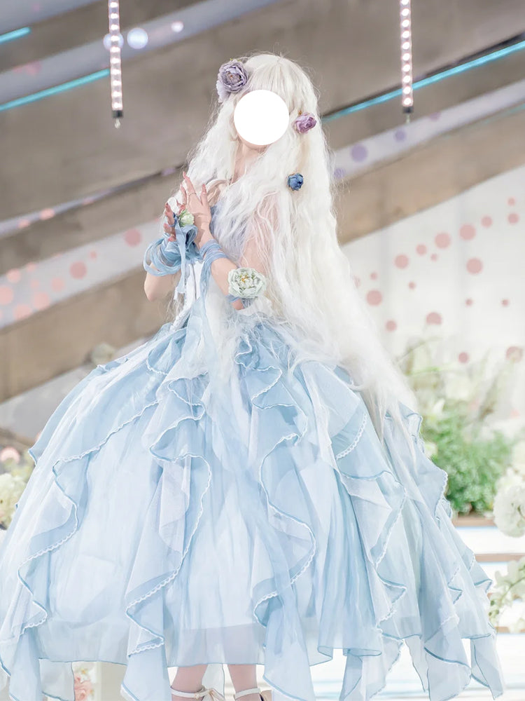 Hime Lolita Flower God Flower Marriage Blue Princess Dress Bar Mitzvah Party One Piece Graduation Ceremony