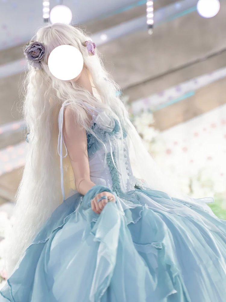 Hime Lolita Flower God Flower Marriage Blue Princess Dress Bar Mitzvah Party One Piece Graduation Ceremony