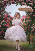 Hime Lolita Tea Party Fashion Flower Gorgeous Full Set Pink Short-sleeved Lace Princess Dress Op