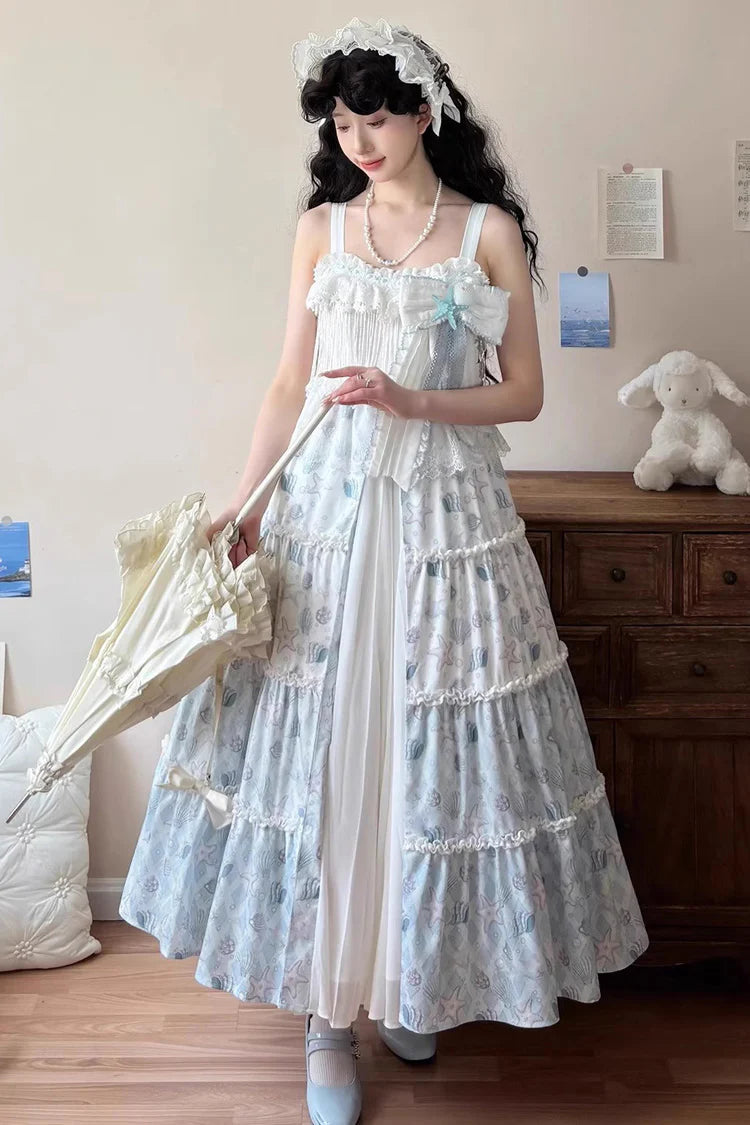 Indulge in sweet charm with this adorable lolita dress set! The off-shoulder neckline and sleeveless design showcase delicate lace and ruffled details, while a playful strawberry print adds a delightful touch. A elegant bowknot accents the bust, enhancing the princess-style silhouette. Perfect for tea parties, cosplay events, or creating a dreamy daily look, this set brings a whimsical and romantic vibe to your wardrobe.