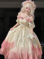 Hime Lolita Miss Dael Fairy Lolita OP Dress Elegant Prom Rose Dress Mint Green Long Dress Pink Graduation Ceremony