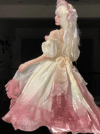 Hime Lolita Miss Dael Fairy Lolita OP Dress Elegant Prom Rose Dress Mint Green Long Dress Pink Graduation Ceremony