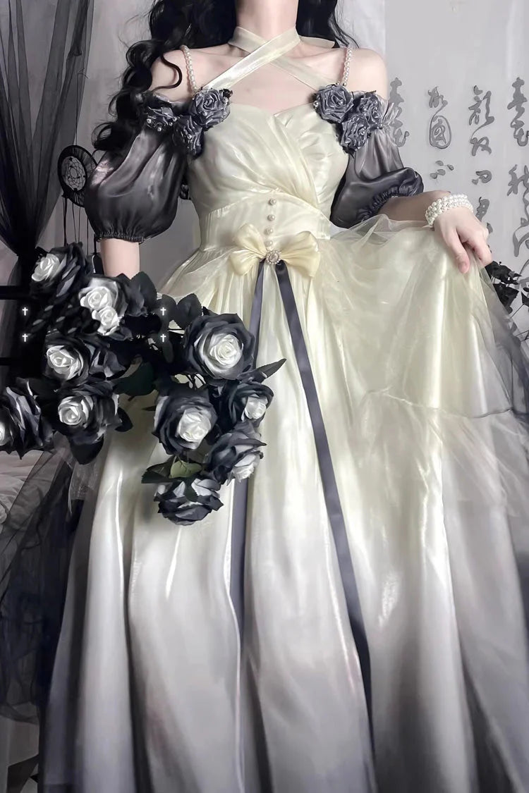 Inspired by the fluid artistry of ink painting, this JSK captures the ethereal beauty of gradient hues merging like watercolor on silk. The delicate bow details and opulent silhouette evoke a sense of royal sweetness, while the ombre design transitions from deep mystery to soft lightness—mirroring the poetic balance between Lolita fantasy and timeless elegance. Each wear becomes a canvas where tradition and dream converge.