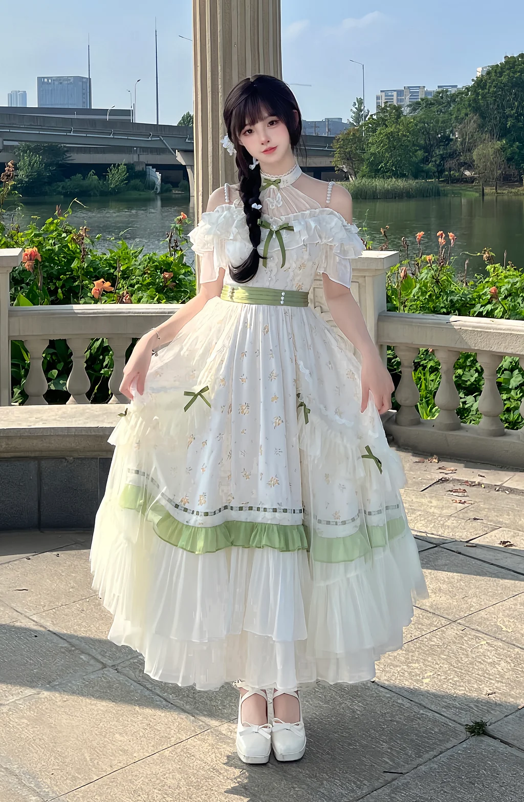 Hime Lolita Pastoral Flower Marriage Floral Girl Elegant Princess Big Skirt Long Dress Op