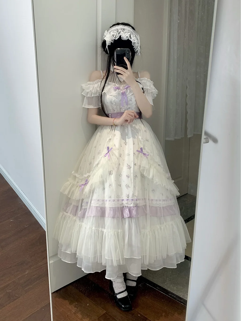Hime Lolita Pastoral Flower Marriage Floral Girl Elegant Princess Big Skirt Long Dress Op