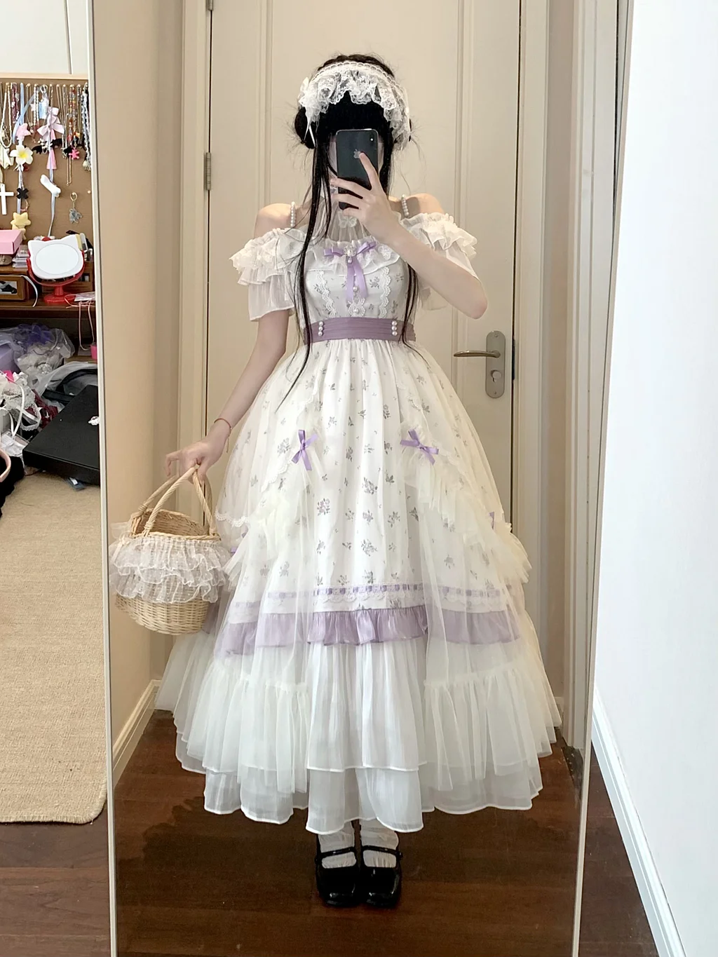 Hime Lolita Pastoral Flower Marriage Floral Girl Elegant Princess Big Skirt Long Dress Op
