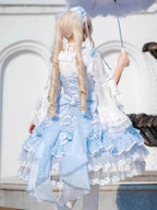 Hime Lolita Pink Blue Sweet Elegant Suspender Skirt Princess Style Lolita Little Fairy Jsk Lolita Dresses