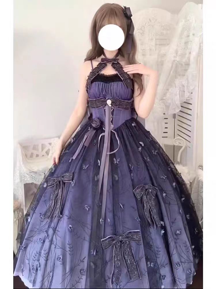 Inspired by the elegance of a princess bride, this exquisite Hime Lolita dress embodies regal fantasy and sophistication. The rich purple hue symbolizes nobility, while intricate Hanayome embroidery and delicate lace express bridal purity and grace. Cascading ruffles and a refined bow detail create a luxurious silhouette fit for royalty. Designed for the discerning Lolita who seeks opulence and storytelling fashion, this piece transforms wearers into the heroine of their own fairytale. Perfect for ceremonie